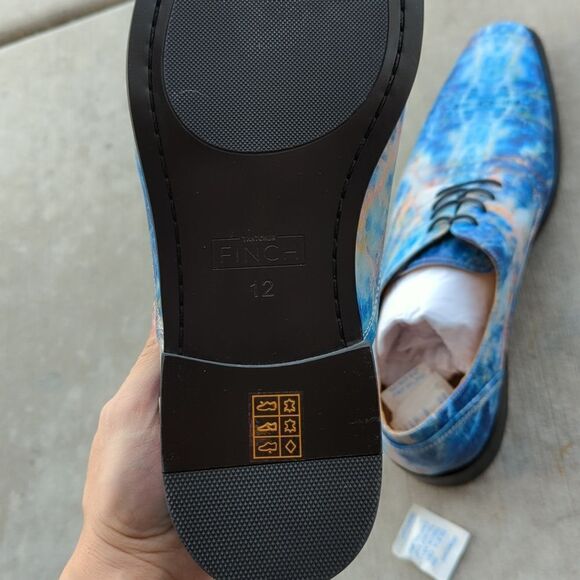 Thatcher Finch Men's Blue‎ Colored Marbled Luxury Dress Shoes Size 11 - Picture 8 of 10